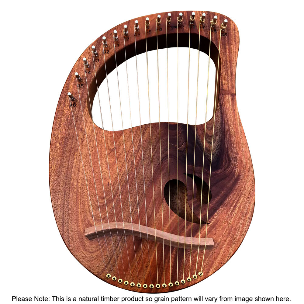 Opus 16-String Diatonic Wooden Lyre Harp in Natural Finish