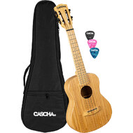 Cascha Bamboo Series Concert Ukulele in Natural Finish with Bag