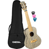 Cascha Bamboo Series Concert Ukulele in Graphite Finish with Bag