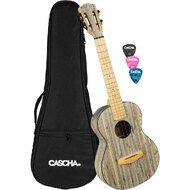 Cascha Bamboo Series Tenor Ukulele in Graphite Finish with Bag