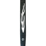 Vorson Black Leather Guitar Strap with Stitched White Flame Design