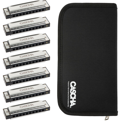 Cascha 7-Pce Blues Harmonica Set in the Keys A, Bb, C, D, E, F, G