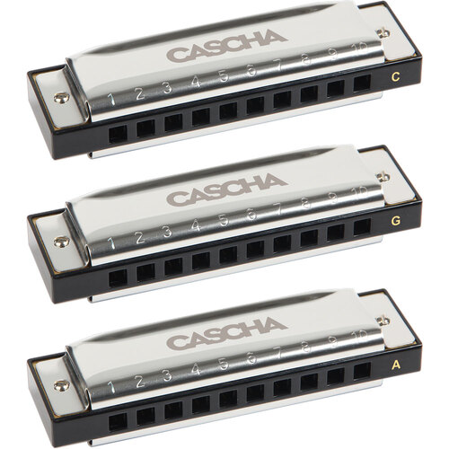 Cascha 3-Pce Blues Harmonica Set in the Keys C, G, A