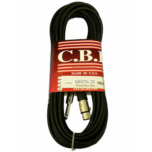 C.B.I. Cables Artist MH2 Series 20ft Microphone Cable XLR-QTR