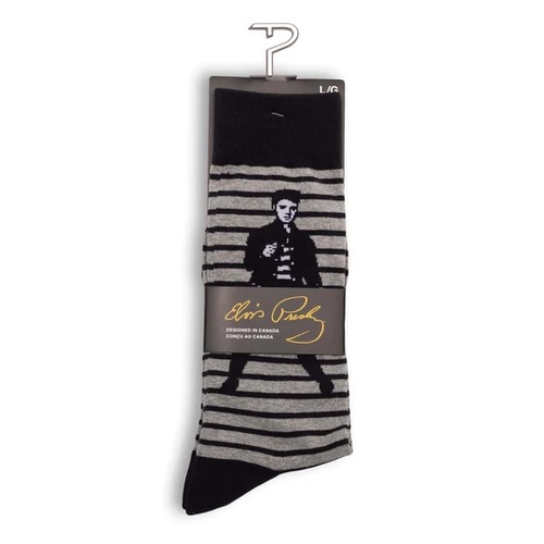 Perris Licensed ELVIS "Jailhouse Rock" Large Crew Socks in Grey (1-Pair)