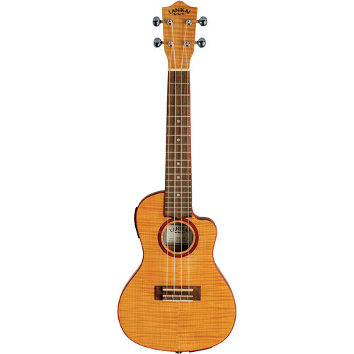 Lanikai Flamed Maple Series Thin-body Concert AC/EL Ukulele in Natural Satin Finish