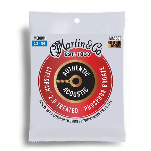 Martin Authentic Acoustic Lifespan 2.0 Phosphor Bronze 92/8 Light Guitar String Set (13-56)