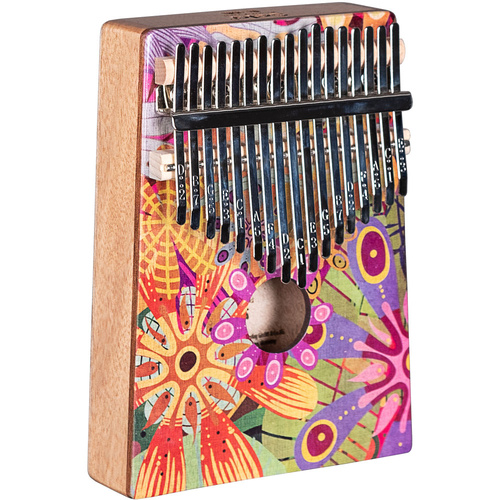 Sela 17-Key Art Series Mahogany Kalimba Sound Effect in Flower Power Design