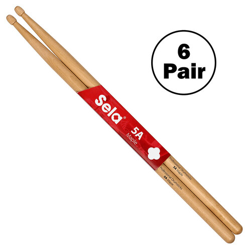 Sela Professional Drumsticks 5A Maple (6 Pair)