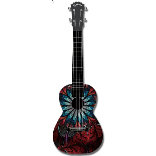 Kealoha "Dragons Flower" Design Concert Ukulele with Black ABS Resin Body